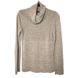 Banana Republic Gray Cowl Neck Ribbed Bust Sweater Cashmere Blend Knit Medium